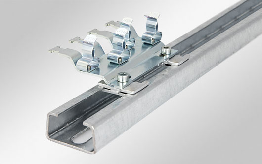 Clamp assembly for C section rails