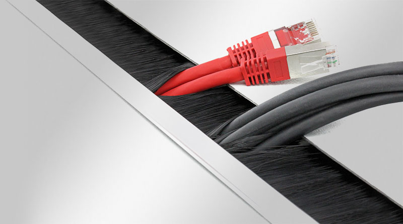 Cable Pass Through With Brush Plates And Strips Icotek - In Wall Cable Management Kit Uk