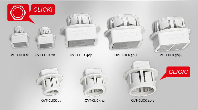 QVT-CLICK | Split cable gland for snap-in mounting