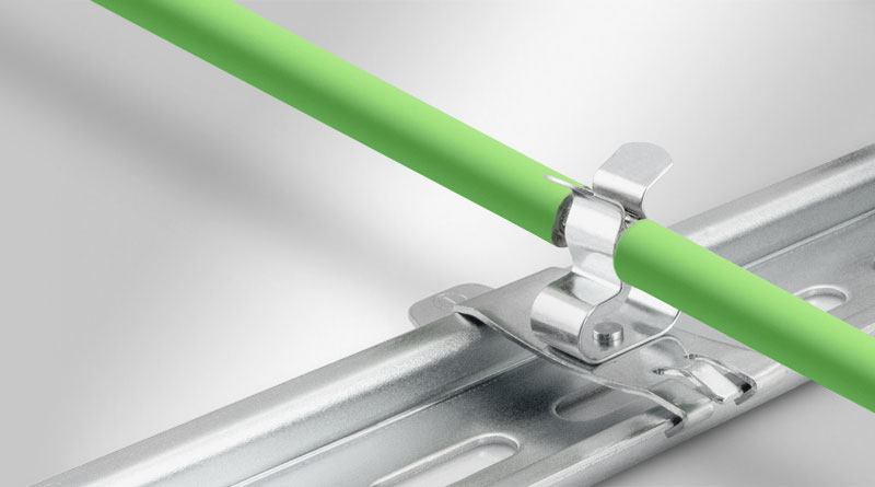 EMC shield clamps for 35 mm top hat DIN rail, pluggable