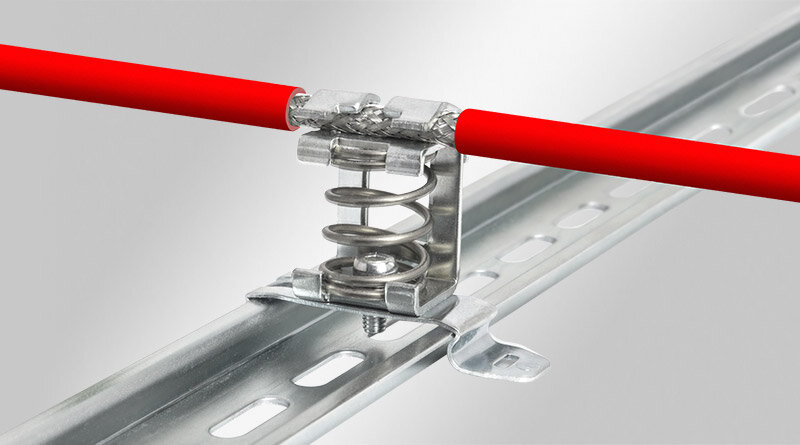 EMC shield brackets with compression spring
